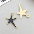 Golden alloy star charms with black enamel finish and dotted edge for DIY jewelry - Black Enamel Irregular Five-Pointed Star Style (11018)