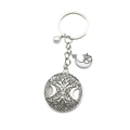 Portachiavi celeste argento antico con albero della vita celtico luna e stella - Stile Stella Luna Argento Antico(ER601)
