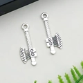 Pendentifs hache en argent antique avec motifs en relief et poignées pour bijoux DIY - Hache à Outils Argent Antique 26*9mm (15834)