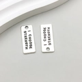 Antique silver pendant with 'I CHOOSE STRENGTH' engraving for fitness jewelry making - Antique Silver I CHOOSE STRENGTH Letter Tag (8997)