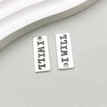 Paire de pendentifs haltères en argent avec gravure I WILL pour bijoux DIY - Plaque de lettre I WILL en argent antique (9004)