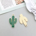 Pendentifs cactus en émail vert avec placage doré pour la création de bijoux DIY - Style Cactus (12060)