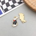 Gentle rabbit alloy charm with black tuxedo and red bowtie for DIY jewelry crafting - Black Enamel Rabbit Style (11912)