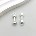 Paire de pendentifs haltères argentés pour la création de bijoux de sport DIY polis - Haltère de sport en argent antique (9008)