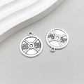 Pendentif disque d'haltère en argent antique pour création de bijoux fitness - Plaque de poids en argent antique (9009)