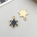 Black and gold star charms in hexagram and pentagram shapes for DIY jewelry making - Black Enamel Five/Six-Pointed Star Style (11921)