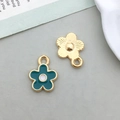 Lot de breloques fleurs en émail vert et pendentifs dorés avec anneaux pour bijoux DIY - Style Fleur (12350)