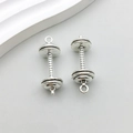Paire de pendentifs haltères en argent antique avec texture pour bijoux DIY - Haltère de sport en argent antique (9011)
