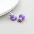 DIY purple resin duck charm pendants with silver metal loops for jewelry making - Purple