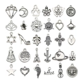 Vintage silver alloy charms set with 30 diverse designs for DIY jewelry making - 30 Styles Mixed (SN695) / Mixed 30pcs Antique Silver Set