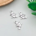 Antiek zilveren heks op bezemsteel bedeltjes van legering voor Halloween DIY sieraden maken - Kleine Tovenaar Stijl (8705)