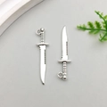Macro detail of antique silver alloy dagger pendants for DIY jewelry making - Antique Silver Dagger 10*44mm (11333)