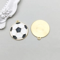 Detail of soccer ball charms with black and white enamel front and golden sunburst back side - Soccer Style (18644)