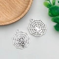 Antiek zilveren spinnenweb en schedel hangers voor Halloween DIY sieraden maken - Zeshoekig Spinnenweb (10855)