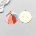 Macro detail of colorful beach ball enamel pendants with radial sunburst metal texture - Basketball Style (19029)