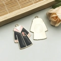 Enamel graduation gown charm in black and pink for DIY jewelry and necklaces - Pink Academic Gown Style (18790)