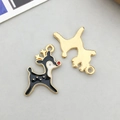Cute black and white enamel reindeer charm for DIY jewelry making with gold finish - Black Enamel Christmas Deer Style (14270)