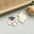 Colorful graduation charm with books and cap for DIY necklaces and bracelets - Dark Blue Cap and Books Style (18793)