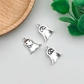 Drie antieke zilveren spookhangers voor Halloween DIY sieraden en handwerk - Geest Duivel (10880)
