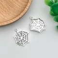 Gothische zilveren spinnenweb hangers voor DIY Halloween sieraden projecten - Zeshoekig Spinnenweb 2 (10889)