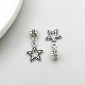 Antique silver star charm with hollow design and granulated edges for DIY bracelets - Five-Pointed Star Shape (11466)