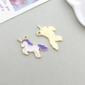 DIY purple unicorn pendant made of alloy with white and purple enamel and gold finish - Purple and White Unicorn (9931) / 1 Piece (14x17mm) / Purple