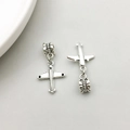 Antique silver airplane charm with large hole bead for DIY jewelry bracelets - Airplane Shape (11495)