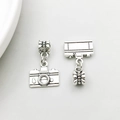 Antique silver camera charm with large hole bead for DIY jewelry making and bracelets - Camera Style (18389)