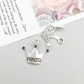 Silver crown pendant with 'PRINCESS' engraving showing front and back texture - 16*17mm Crown (6899)