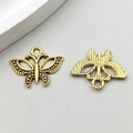 Vintage gold butterfly charms with detailed carvings and hooks for DIY jewelry making - Antique Gold Butterfly (10215)