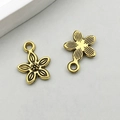 Antique gold alloy five-petal flower pendant with vintage radial texture and top hanging ring - Antique Gold Flower (11080)