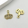 Antique gold finish alloy crown pendant charm with vintage engraved bead details - Antique Gold Crown (11081)