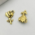 Antique gold tulip flower pendant for DIY jewelry with fine engraved petal texture - Antique Gold Tulip (11084)