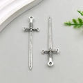 Antique silver alloy sword pendant charms with intricate engraving and vintage finish - Antique Silver Long Sword 16*54mm (18720)