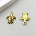 Pair of antique gold sea turtle charms with detailed shells for DIY jewelry making - Antique Gold Sea Turtle (11090)