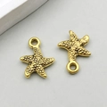 Pair of antique gold alloy starfish charms with textured surface for DIY jewelry making - Antique Gold Starfish (11092)