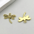 Pair of vintage gold dragonfly charms with detailed wings for DIY jewelry making - Antique Gold Dragonfly (11096)