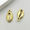 Vintage style antique gold alloy cowrie shell pendants for DIY jewelry making - Antique Gold Oval Shell (11098)