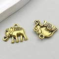 Pair of vintage elephant pendants in antique gold finish for DIY jewelry making - Antique Gold Elephant (11103)