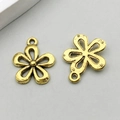 Pair of antique gold alloy five-petal flower charms with hollow design for DIY jewelry - Antique Gold Large Flower (11109)