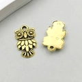 Vintage antique gold alloy owl charms with feather texture for DIY jewelry making - Antique Gold Large Owl (11110)