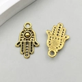 Antique gold Hamsa hand charms with intricate cut-out patterns for DIY jewelry making - Antique Gold Hamsa Hand (11112)