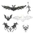 Antique silver bat pendants set for Halloween jewelry making with Gothic wing designs - Mixed Bat Series Set (SN664)