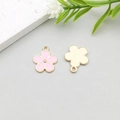 Pink enamel flower pendant with golden plating for DIY jewelry and necklaces - Pink Enamel Flower (11880)