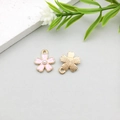 Ciondolo a forma di fiore di ciliegio rosa con perla per la creazione di gioielli - Fiore di Ciliegio in Smalto Rosa (11886)