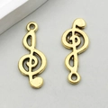 Golden treble clef alloy pendant with double rings for jewelry making and DIY crafts - Antique Gold Treble Clef (11119)