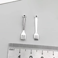 Vintage silver alloy fork charms for DIY jewelry making with realistic texture - Antique Silver Cutlery Fork (4*24mm)