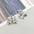 Antique silver bell charms with bowknot design for DIY jewelry making accessories - Christmas Bell (3998) / 17mm * 14mm / Antique Silver