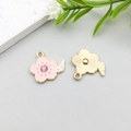 Ciondolo fiore di ciliegio rosa in smalto con ala e strass per creazione gioielli DIY - Ali di Fiore in Smalto Rosa (12308)