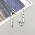 Vintage silver alloy candy cane pendants for Christmas DIY jewelry making - Christmas Candy Cane (4001)